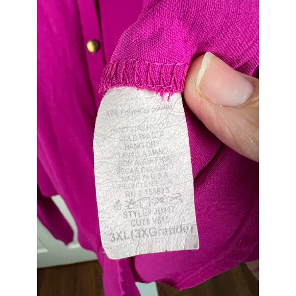 Verxy 3X Womens Pink Short Sleeve Blouse Shirt Dress Tie Front Knee Length - Picture 4 of 8